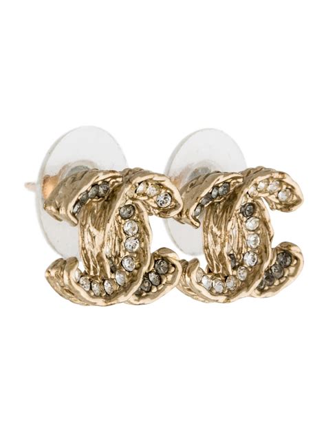 chanel crystal cc earrings|Chanel crystal logo stud earrings.